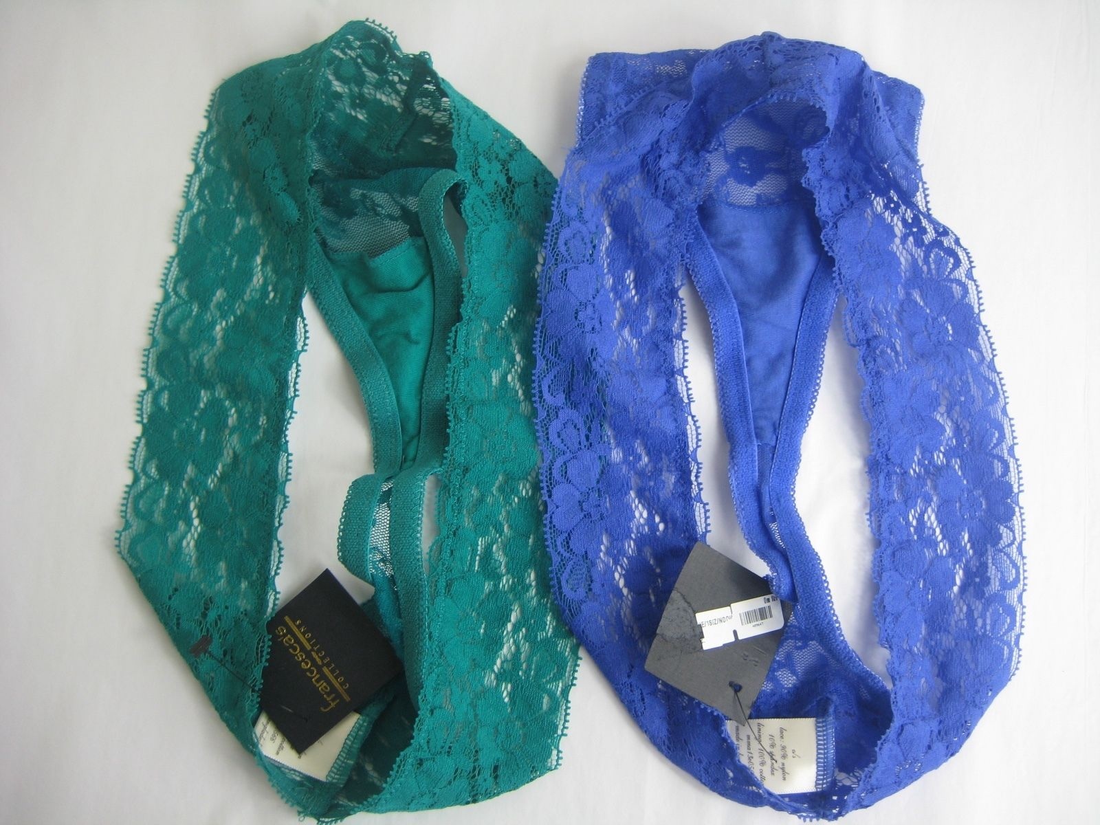 NWT FRANCESCA’S COLLECTION LACE THONGS BLUE/GREEN ONE SIZE FITS ALL *