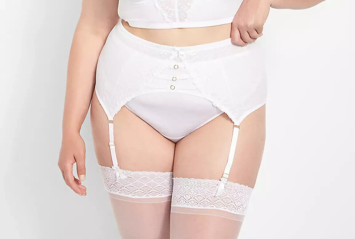 Cacique~New With Tags~White Embroidered High-Leg Thong~Size 14-16W (XL-0X)