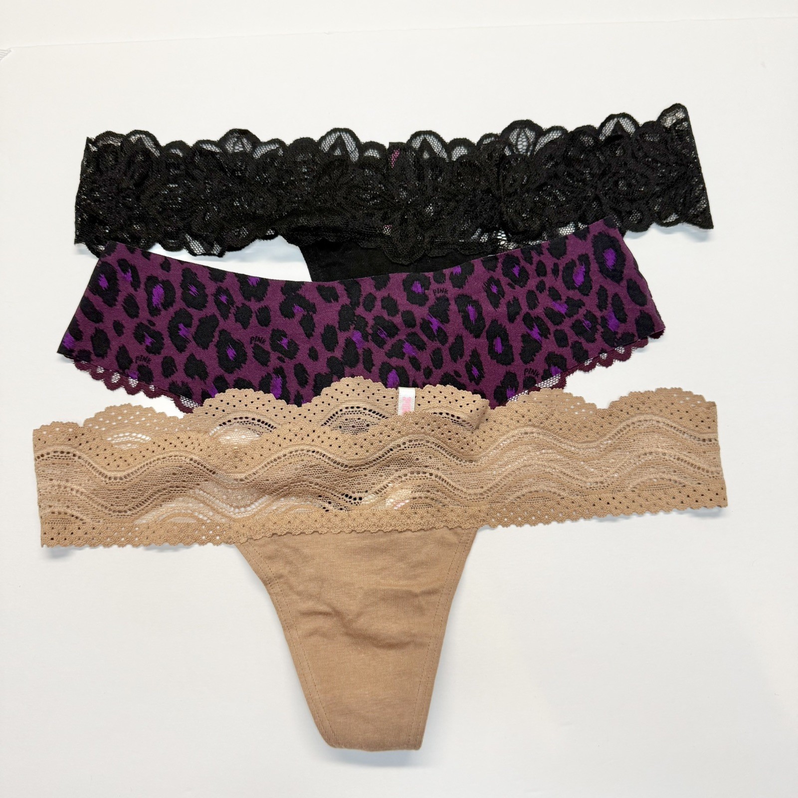 NWT VTG Lot of 3 Victoria’s Secret PINK Extra Low Rise Thong Panties Size Small