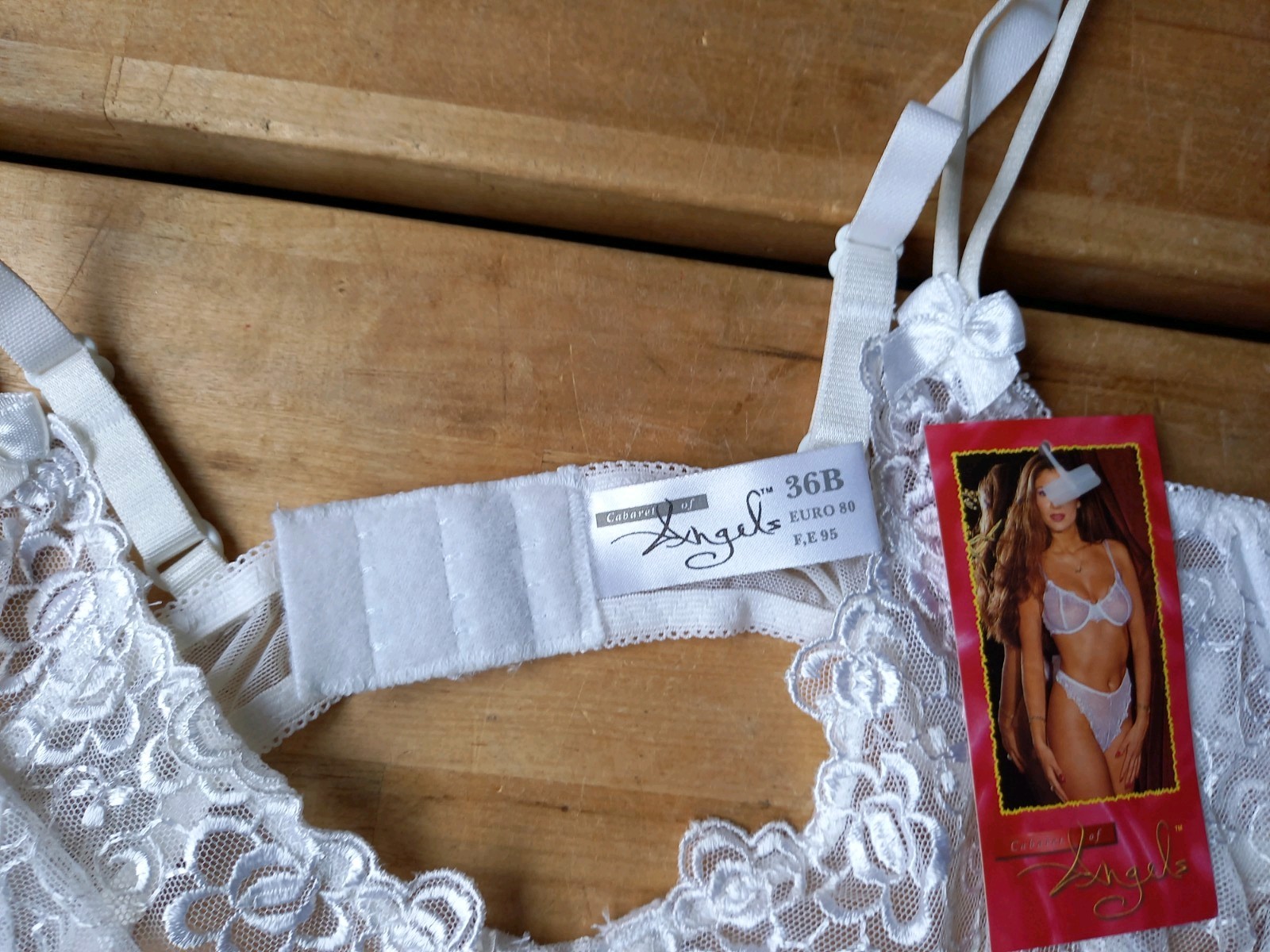 PETER STRINGFELLOWS ANGELS White Lace Twin String Straps Underwired 36B BRANDNEW