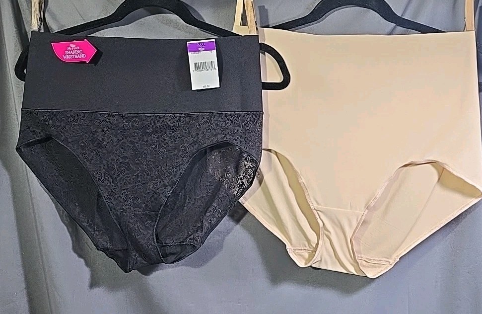 2XL Maidenform Shaper Panty Brief 2 Pack Black Lace & Beige