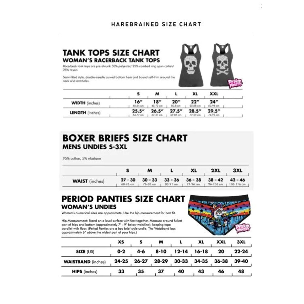 Harebrained Clotzilla Period Panties Funny Womens Underwear