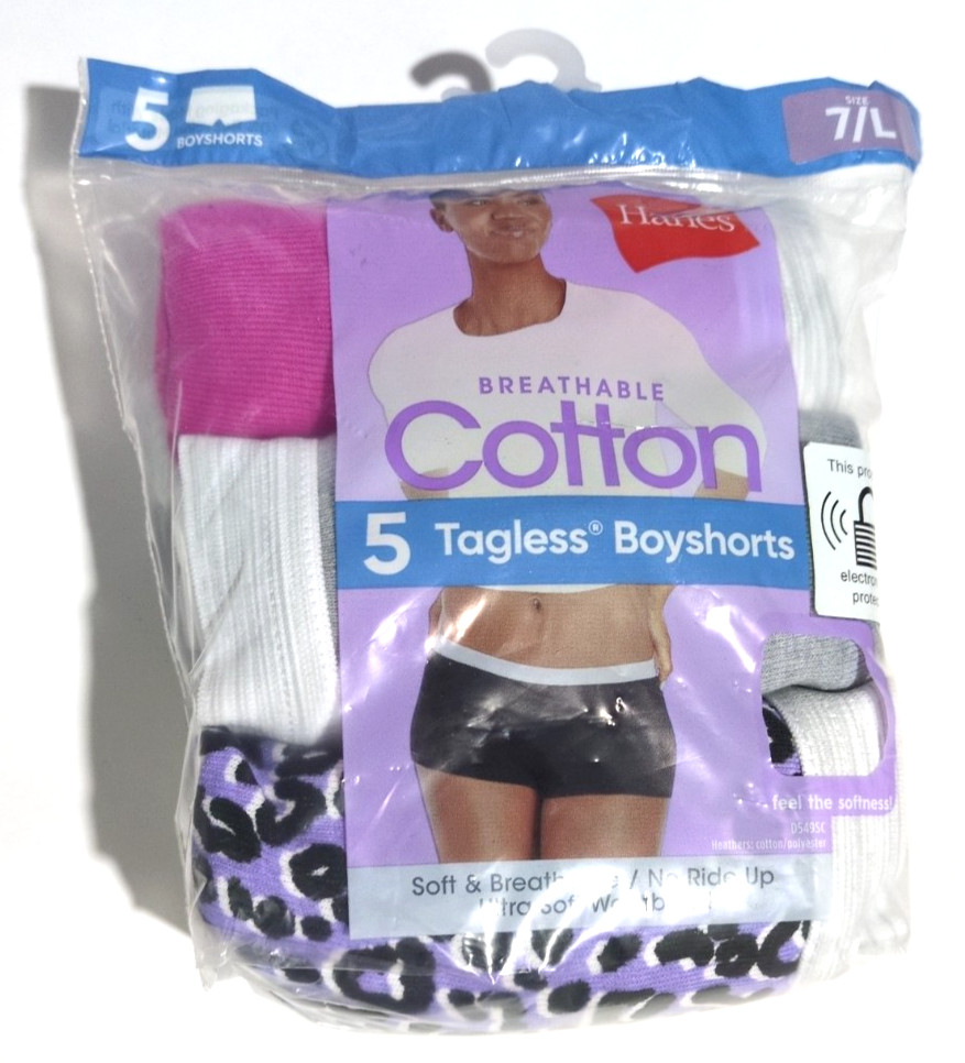 HANES Womans Underwear – Size 7/L 12-14 5 Pairs Boyshorts Assorted Colors NEW