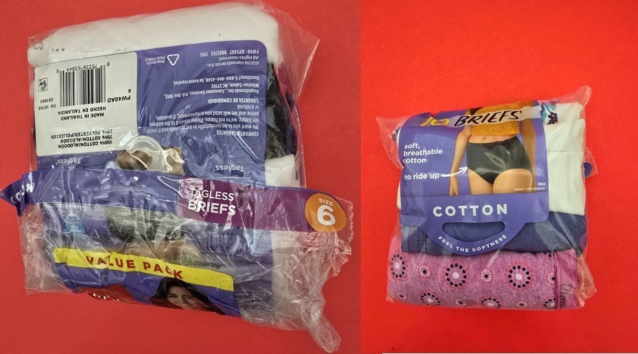 NEW OPENED PACKAGE: Womens Hanes Underwear MULTICOLOR Size 6 Briefs QUANTITY: 7