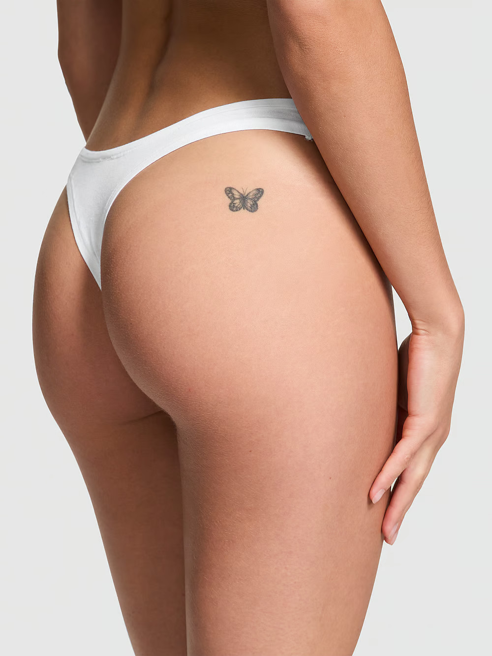 L White Smooth Soft Stretch Cotton High-Leg Thong PINK Victoria’s Secret Pantie
