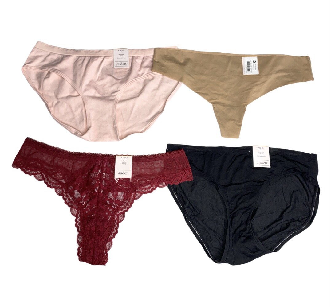 Women’s 4pk Assorted Styles & Colors Underwear – Auden – Size M (8-10) – 42
