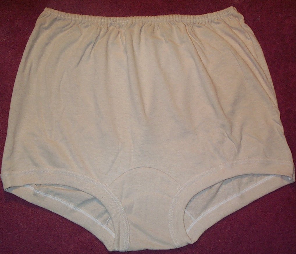3 Pair Size 5 Beige 100% COTTON BAND LEG PANTY w/ Covered Waist Elastic USA Made