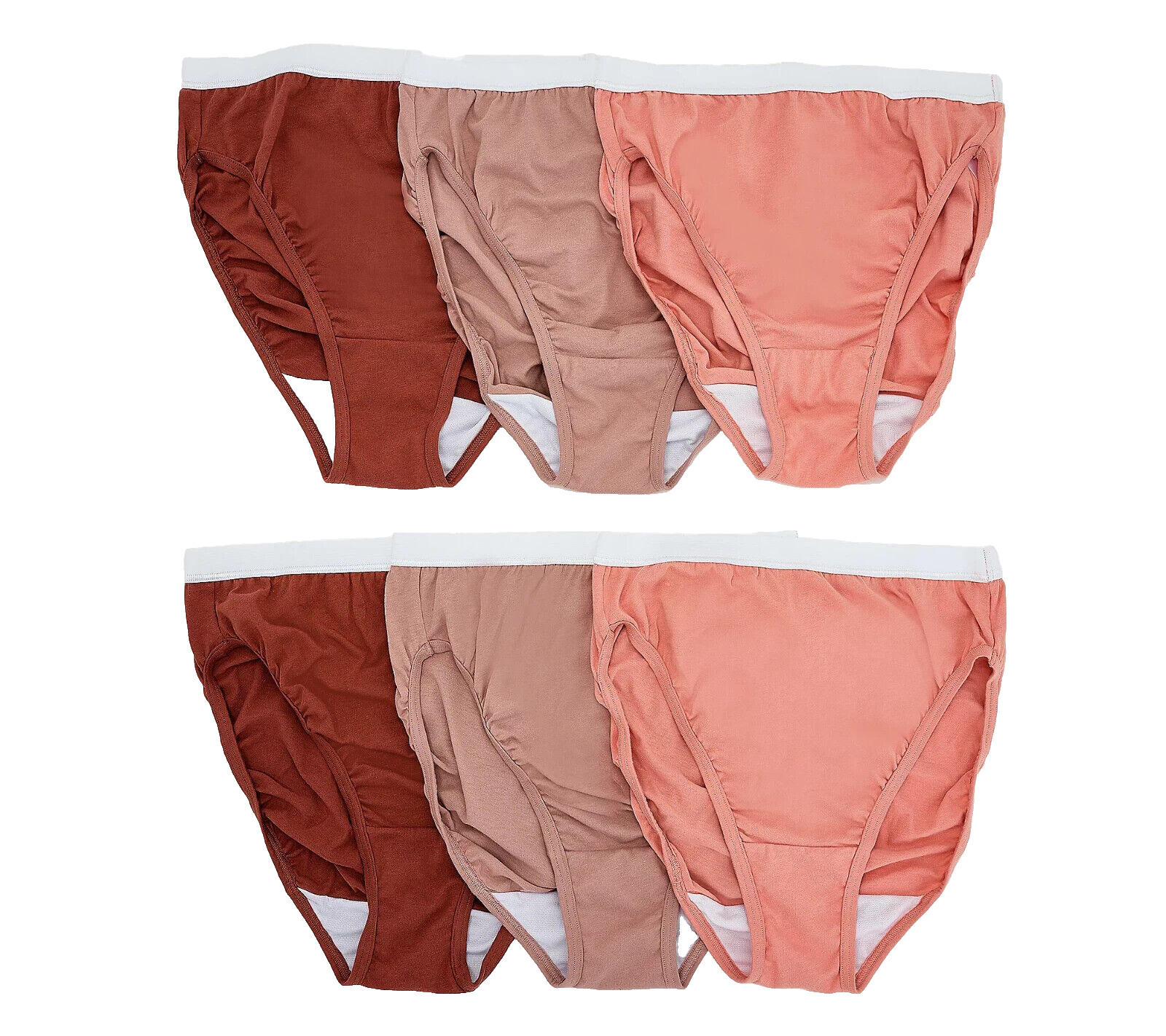 Breezies~Set of 6~Original Cotton Hi-Cut Briefs~Size 11~A632207~Tonal