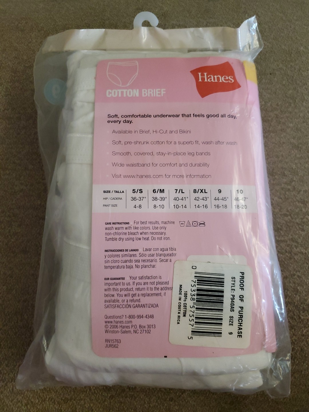 New/Sealed Vintage Women’s Hanes Cotton Briefs Pack Of 9 Classic White Size 9