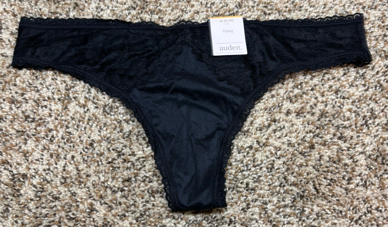 Auden Black Thong. Size: M (8-10).