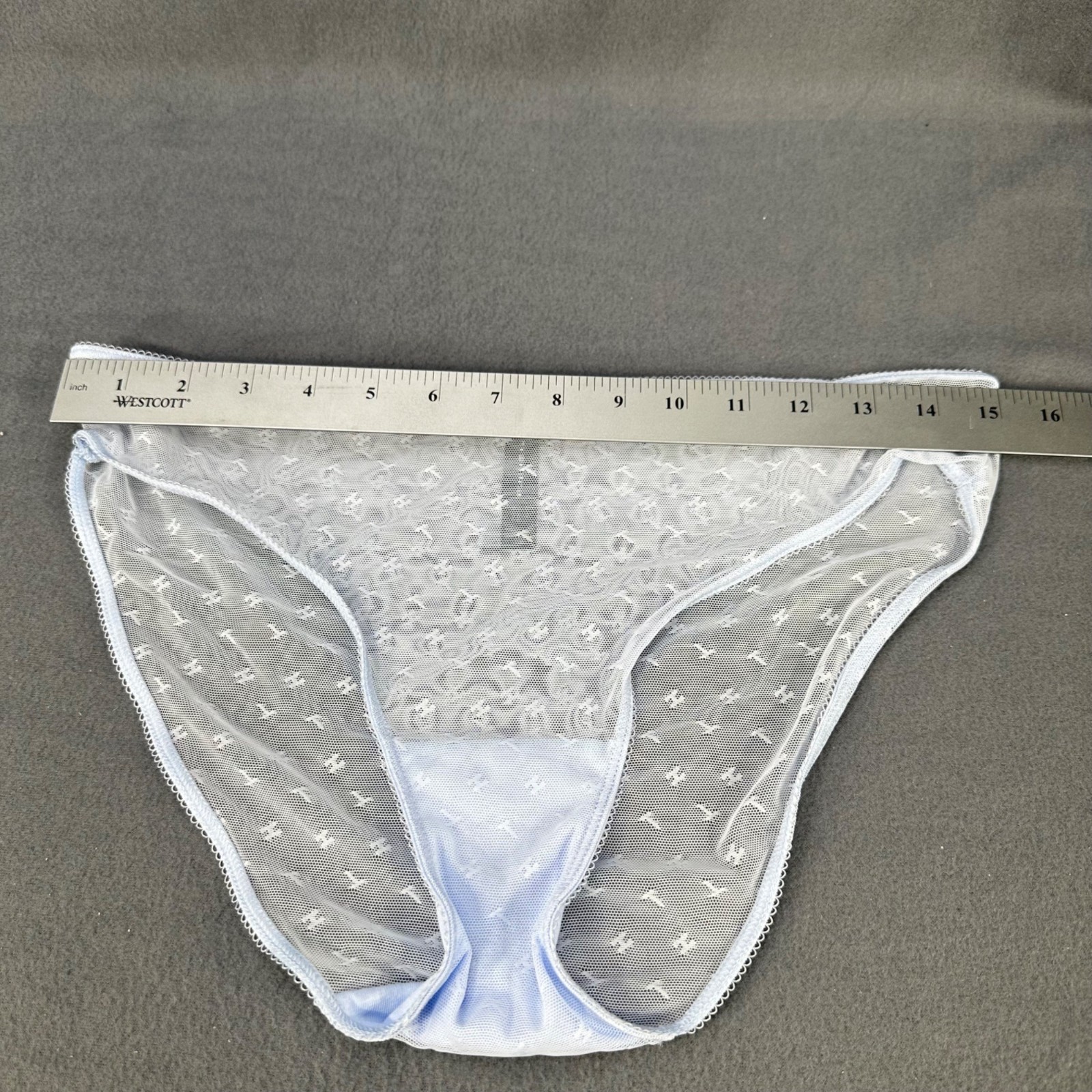 Tommy Hilfiger Womens Size Large Panty Bikini Sheer Mesh Light Blue NWOT
