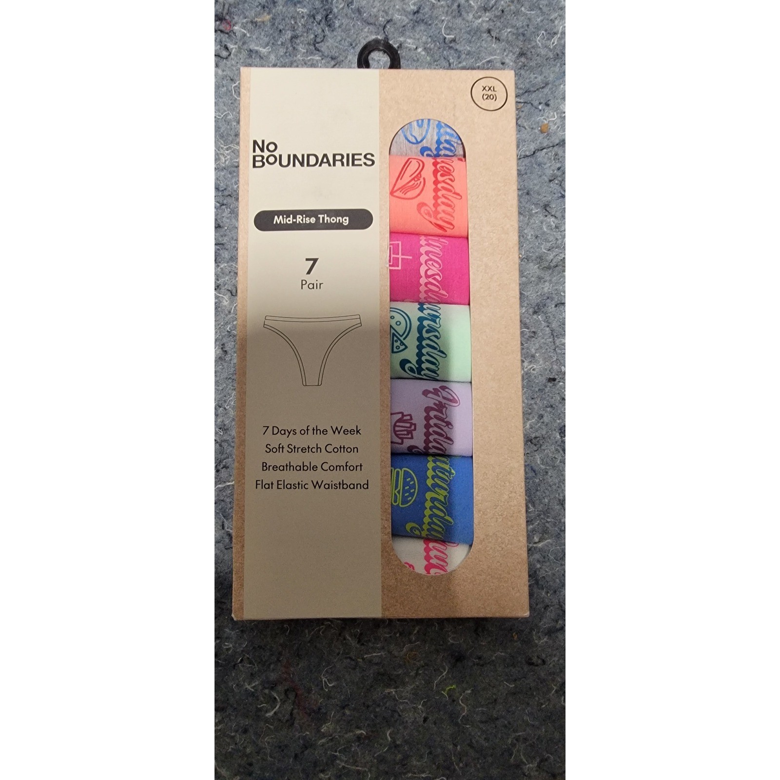 No Boundaries Mid-Rise Thong 7 Days of the Week Size XXL (20)