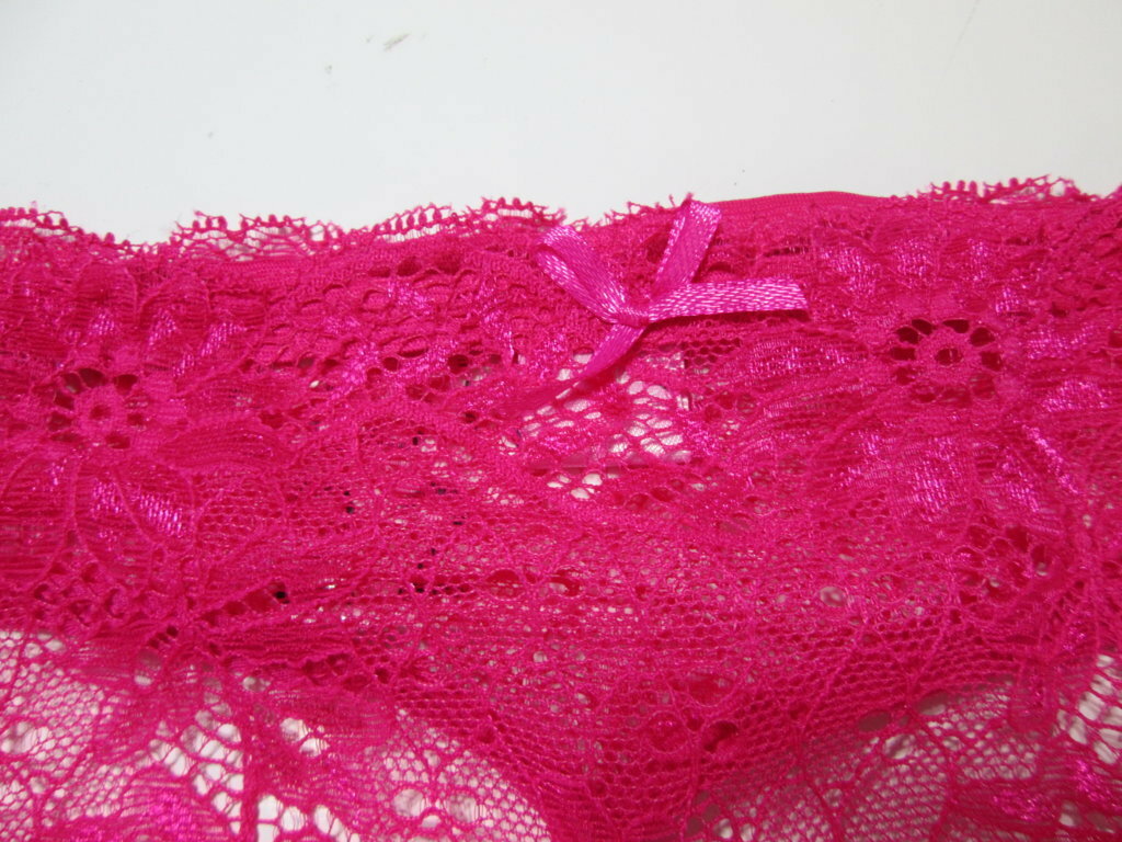 NWT Rue 21 Womens Size L Panty Thong Pink Floral Lace Stretch Sexy Lingerie