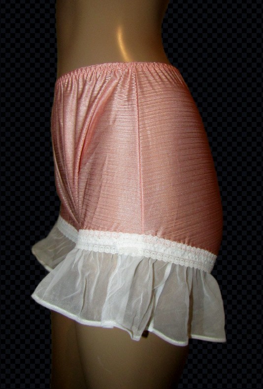 Frilly Pink Nylon Chiffon sexy knickers cd Full Cut Sissy Panties Sz 8 Maid