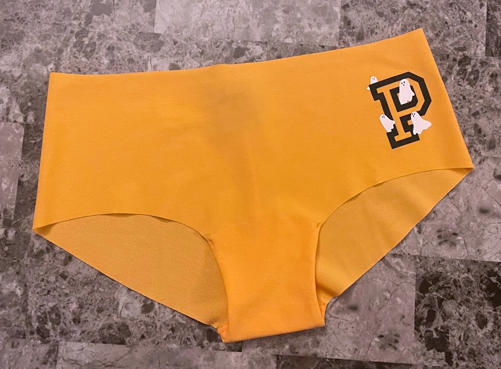 NWT VICTORIA’S SECRET PINK S ORANGE HALLOWEEN GHOST LOGO NO SHOW HIPSTER PANTIES