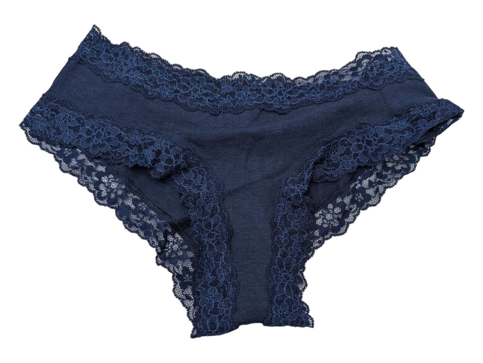 Victoria’s Secret Panties THE LACIE Lace Waist Cotton Cheeky Panty blue Small