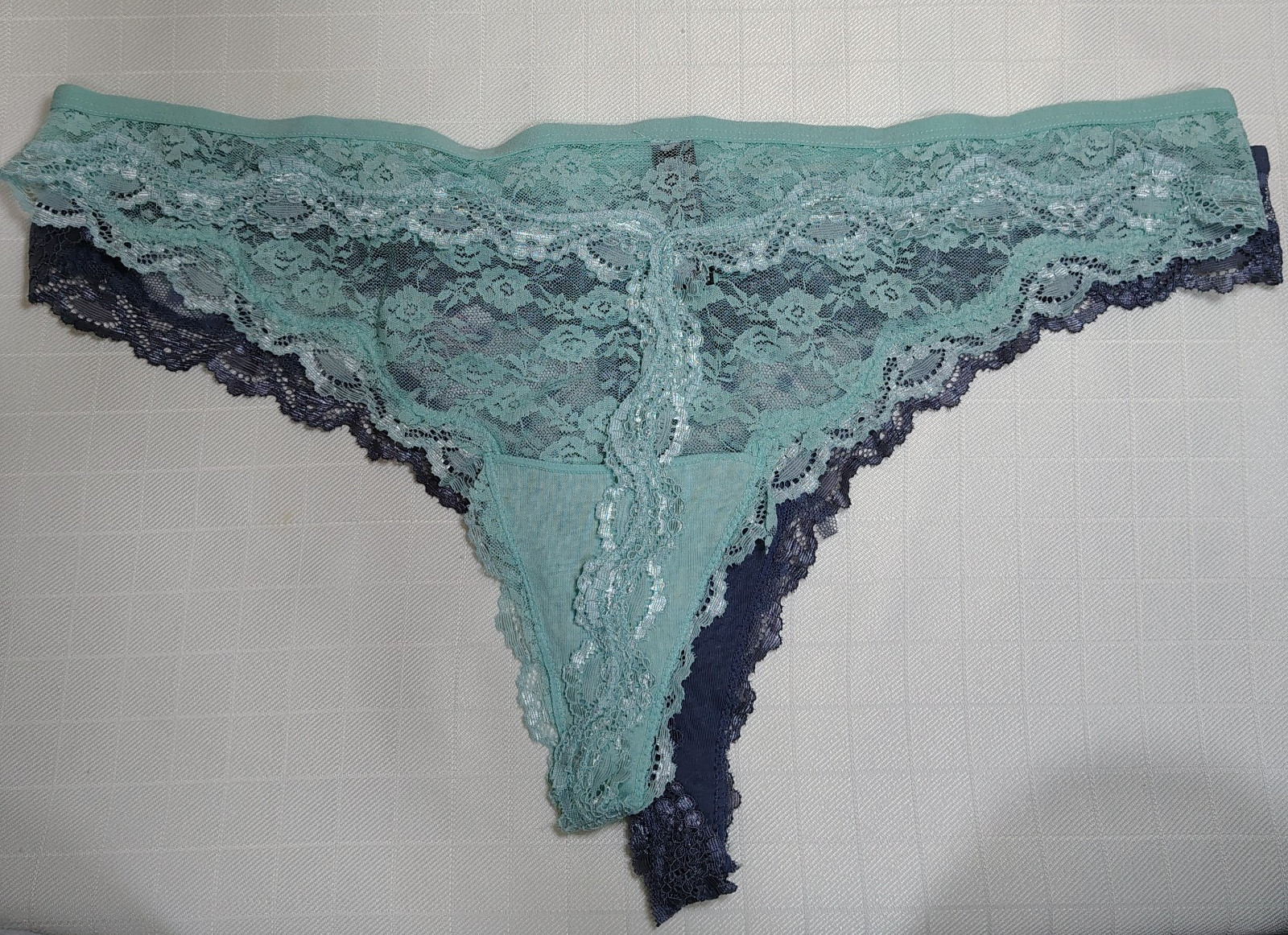 Womens Panties Size XXXL/10 Thong Smart Sexy 3) Pack Black Mint Steel Blue Lace