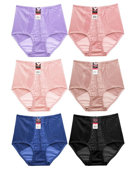 Women’s Classic Nylon Stretch Colorful Power Net Girdle Briefs 12 Pack