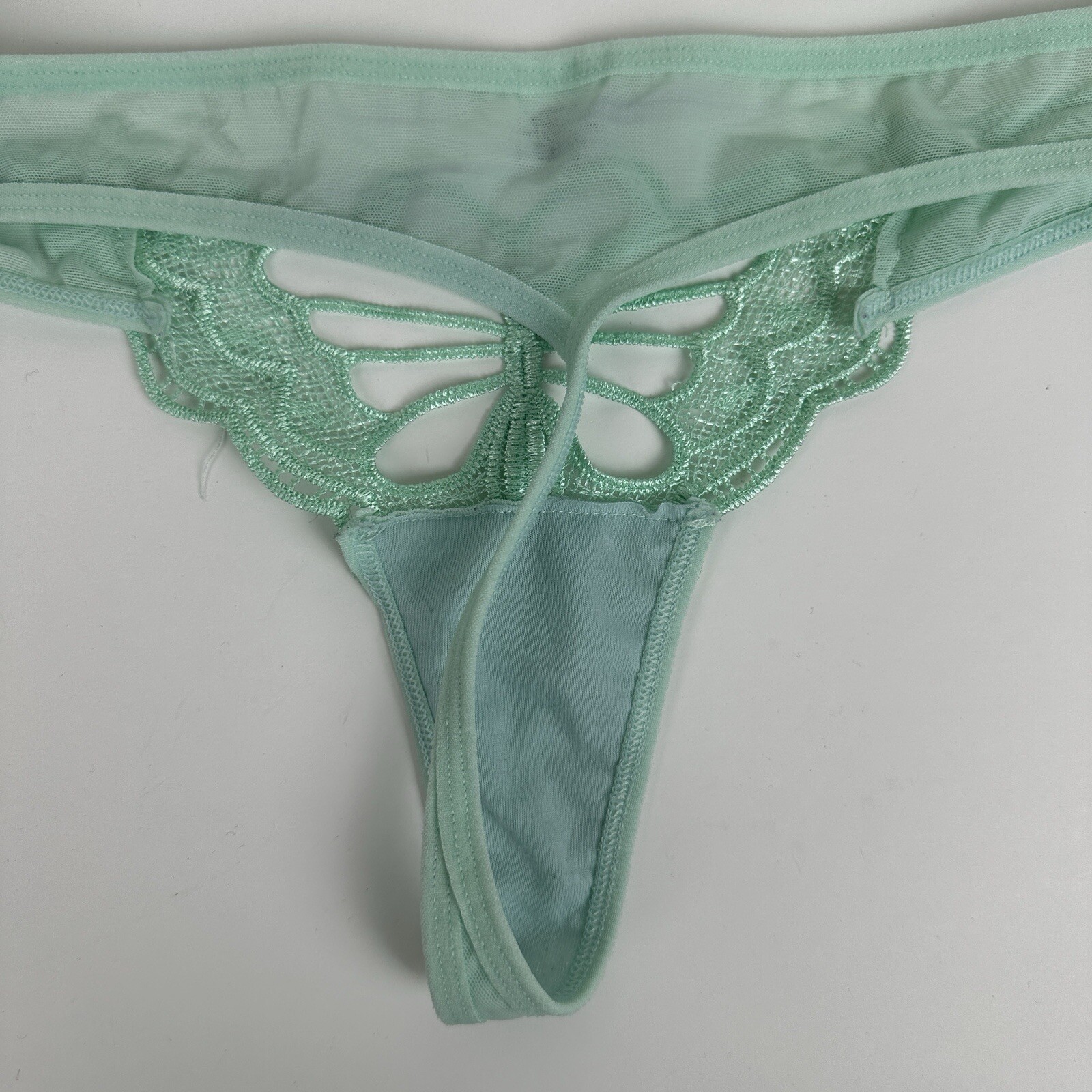 6 Pair G String Thongs Green & Purple X-LARGE Butterfly Front Mesh Panties XL