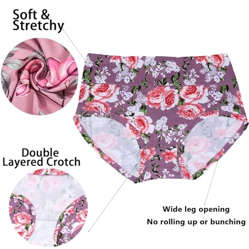 Women’s Underwear Plus Size XL-6XL Panties Briefs High 4X-Large 6pcs Dh-green
