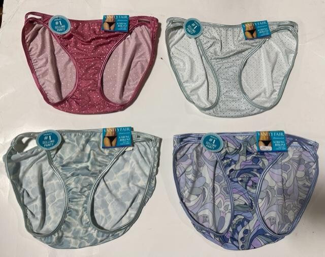 4 pack VANITY FAIR String Bikini ILLUMINATION 18108 panty Mixed PRINTS – 7 / L