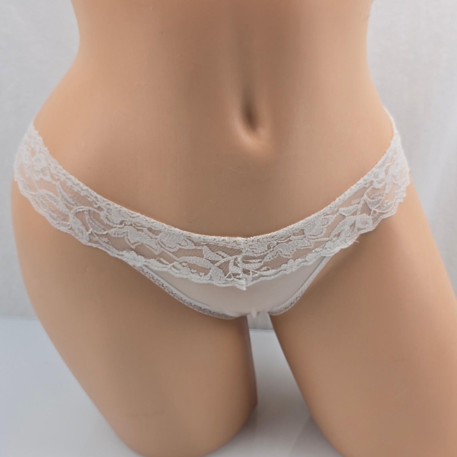 Rene Rofe Lingerie Panties M Ivory Lace Trim New With Tags Sheer Mesh Lo-Cut