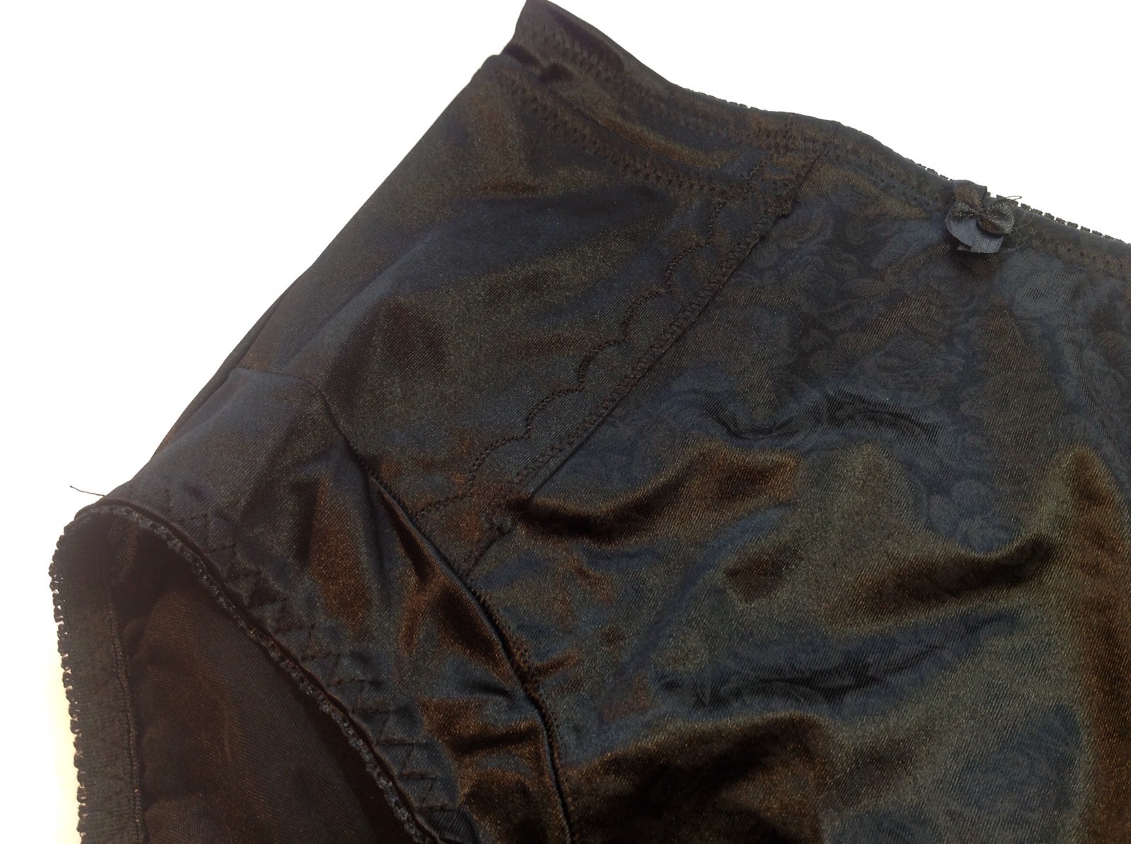 Women Panties,Briefs,Control Panties “Ann Diane” Size M. Black Satin W/2 Pockets
