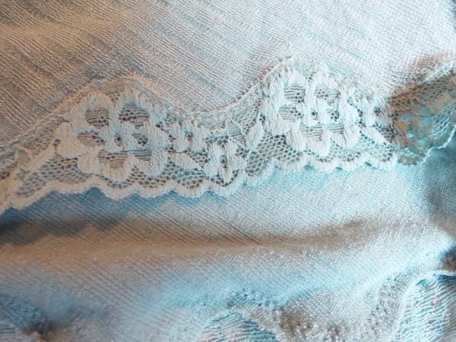 NWT Victoria’s PINK Seamless Rib Lace-Trim Bikini Panty M Dusty Turquoise