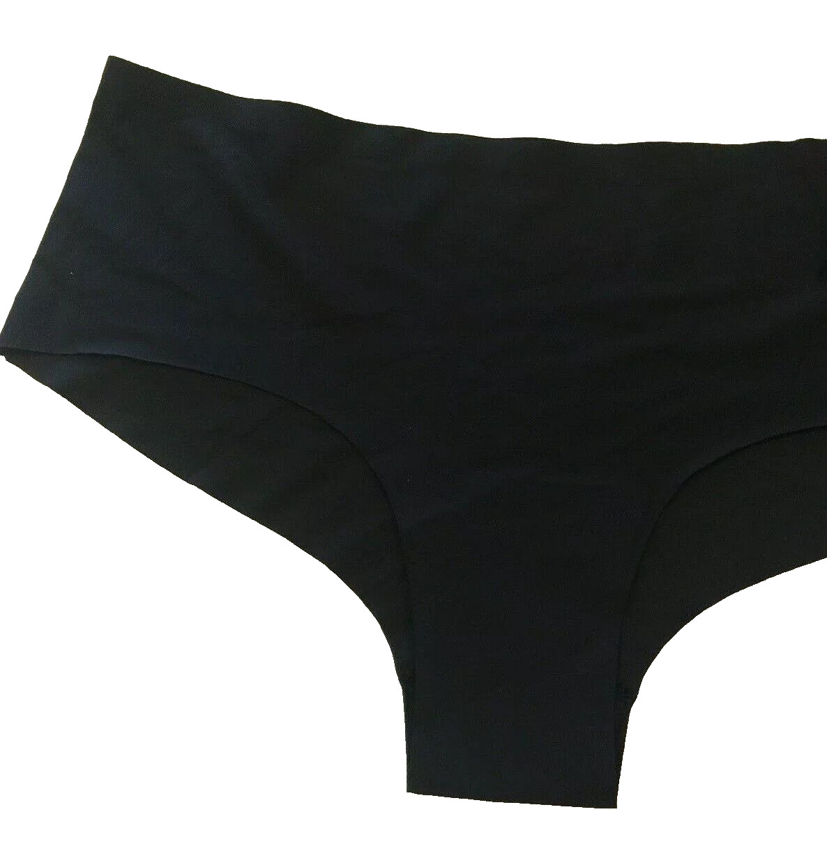 Black Laser Cut Hipster Style Panties Size L Solid Color Smooth Nylon Spandex