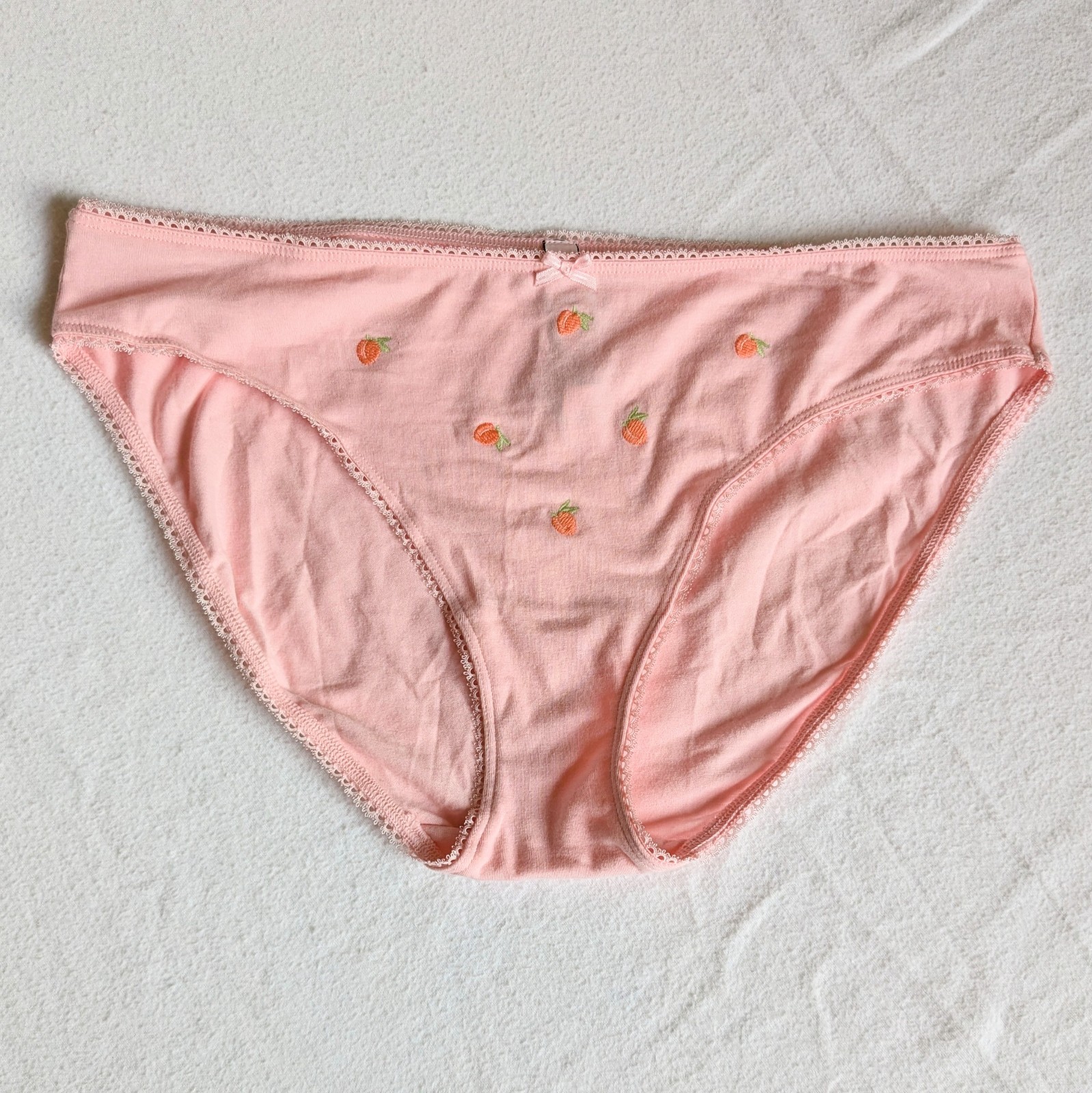 Victoria’s Secret New Bikini Lace Trim XL Pink Strawberry Embroidery Cotton