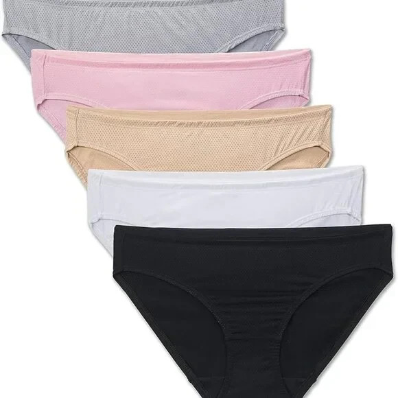Fruit of the Loom 5-Pack Womens Breathable Bikini Panties – 5DBK5F0, 6, Multiple