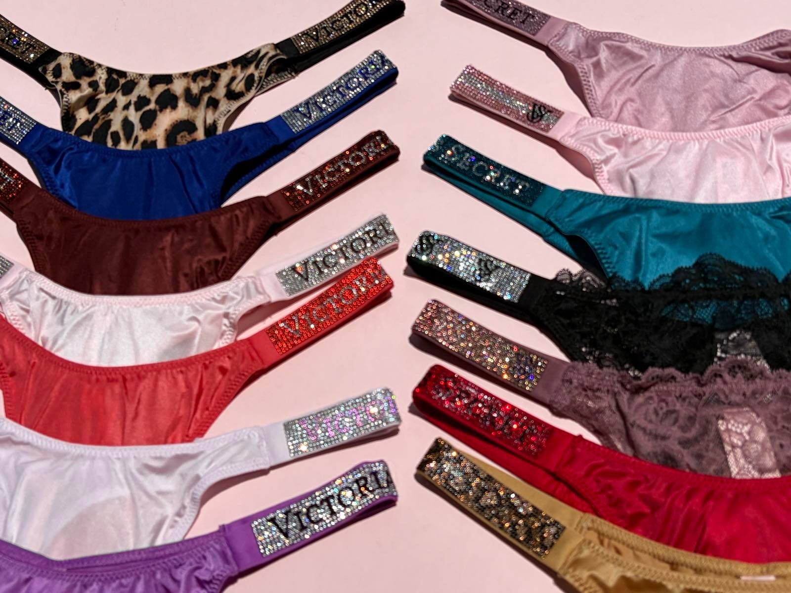 Victoria’s Secret Shine Strap Thong Bling Very Sexy Panty Rhinestone All Sizes