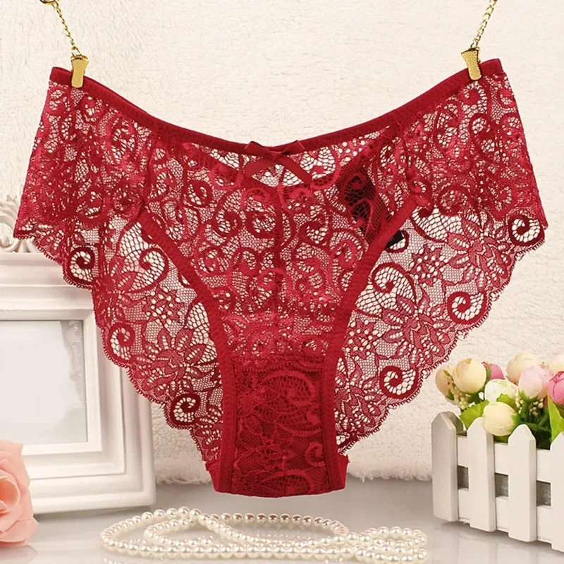 Women Plus Size Sexy Thongs 2024 Lace Cutout Hollow Waist Feminina Sexy Panties