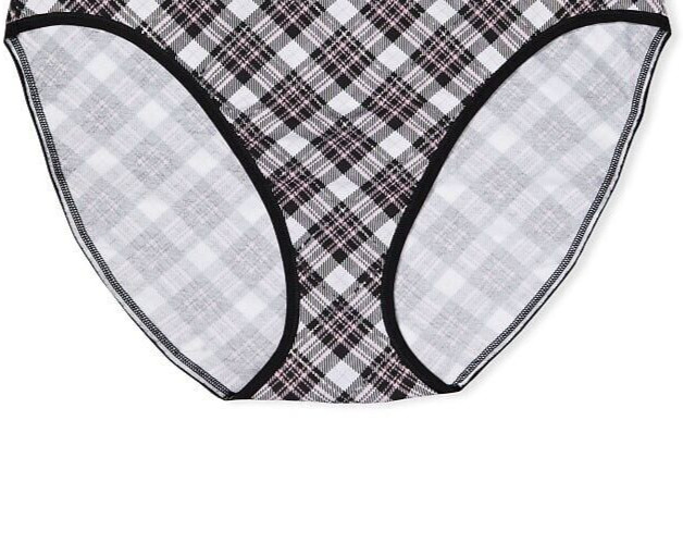 XXL Black White Pink SHINE Plaid Victorias Secret High Leg Waist Brief Pantie