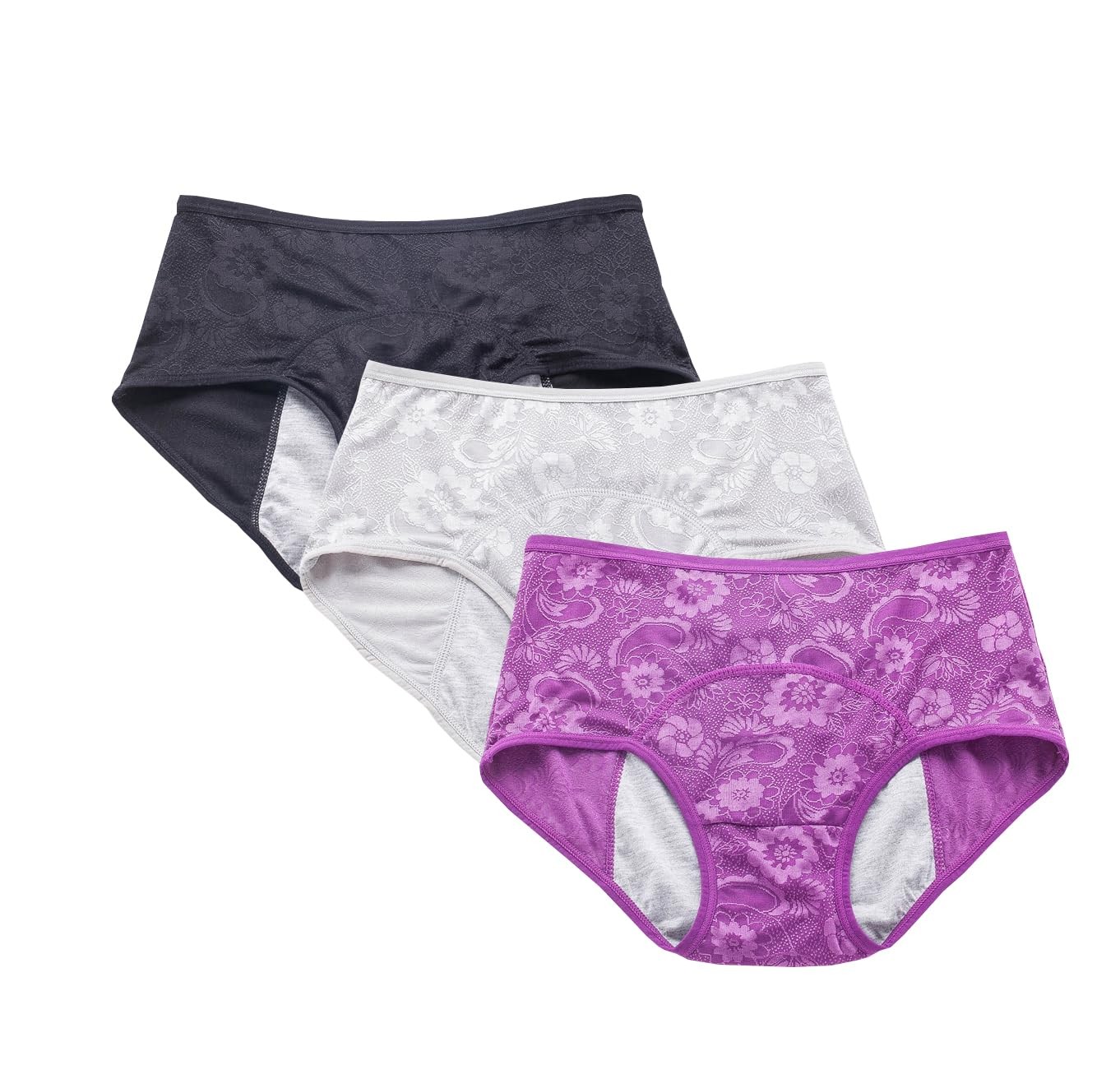 YOYI FASHION Women Menstrual Period Briefs Jacquard Easy Clean Panties US Siz…