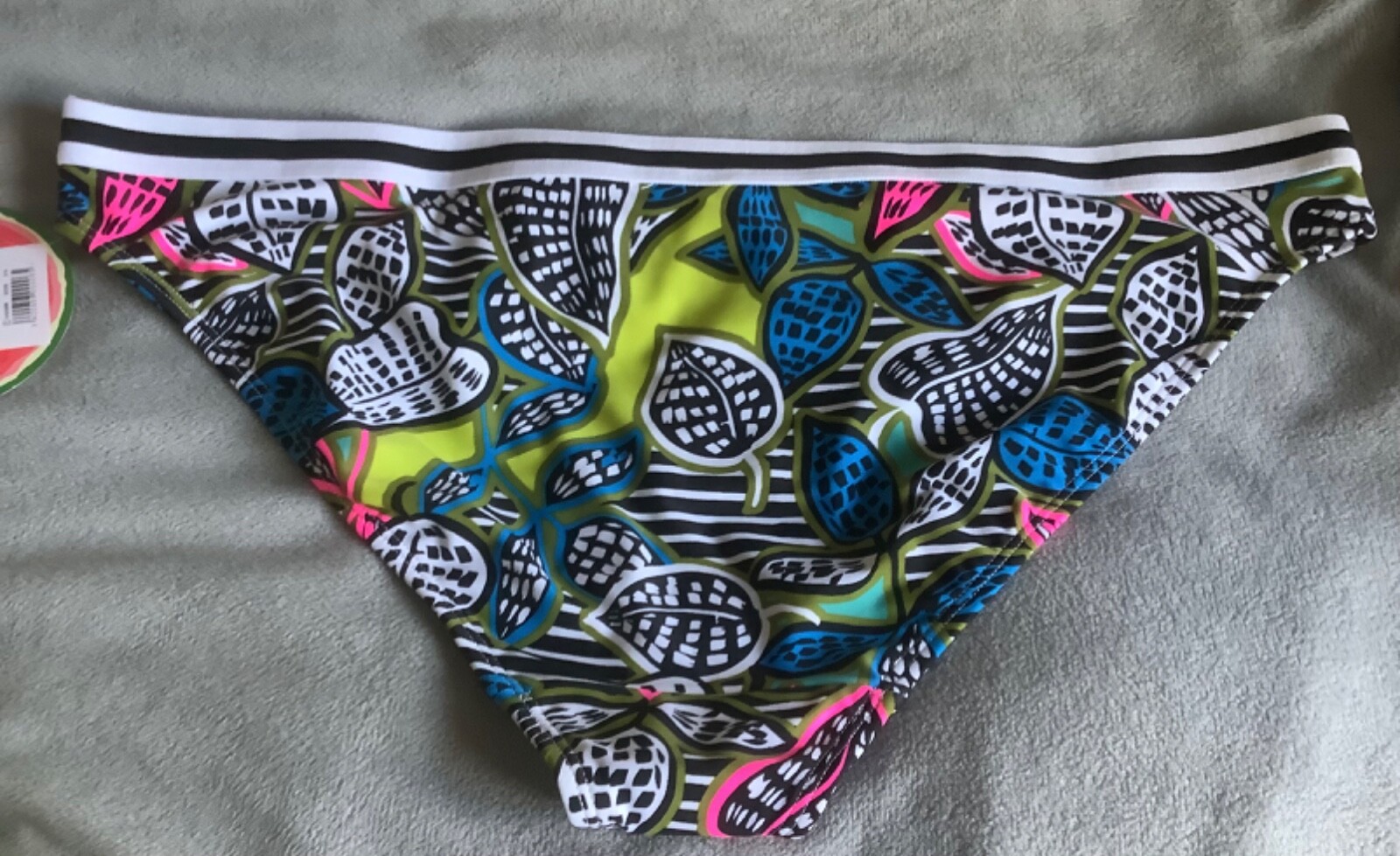MATALAN -x2 Prs Neon Tropical Print Bikini Bottoms Size 18 Pink+Blue Multi -BNWT