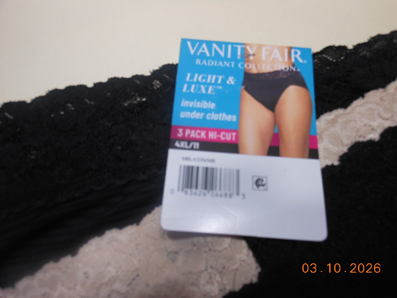 Vanity Fair Sz 4XL (11) 6 Pack Hi-Cut Lace Brief Panties Underwear Light & Luxe