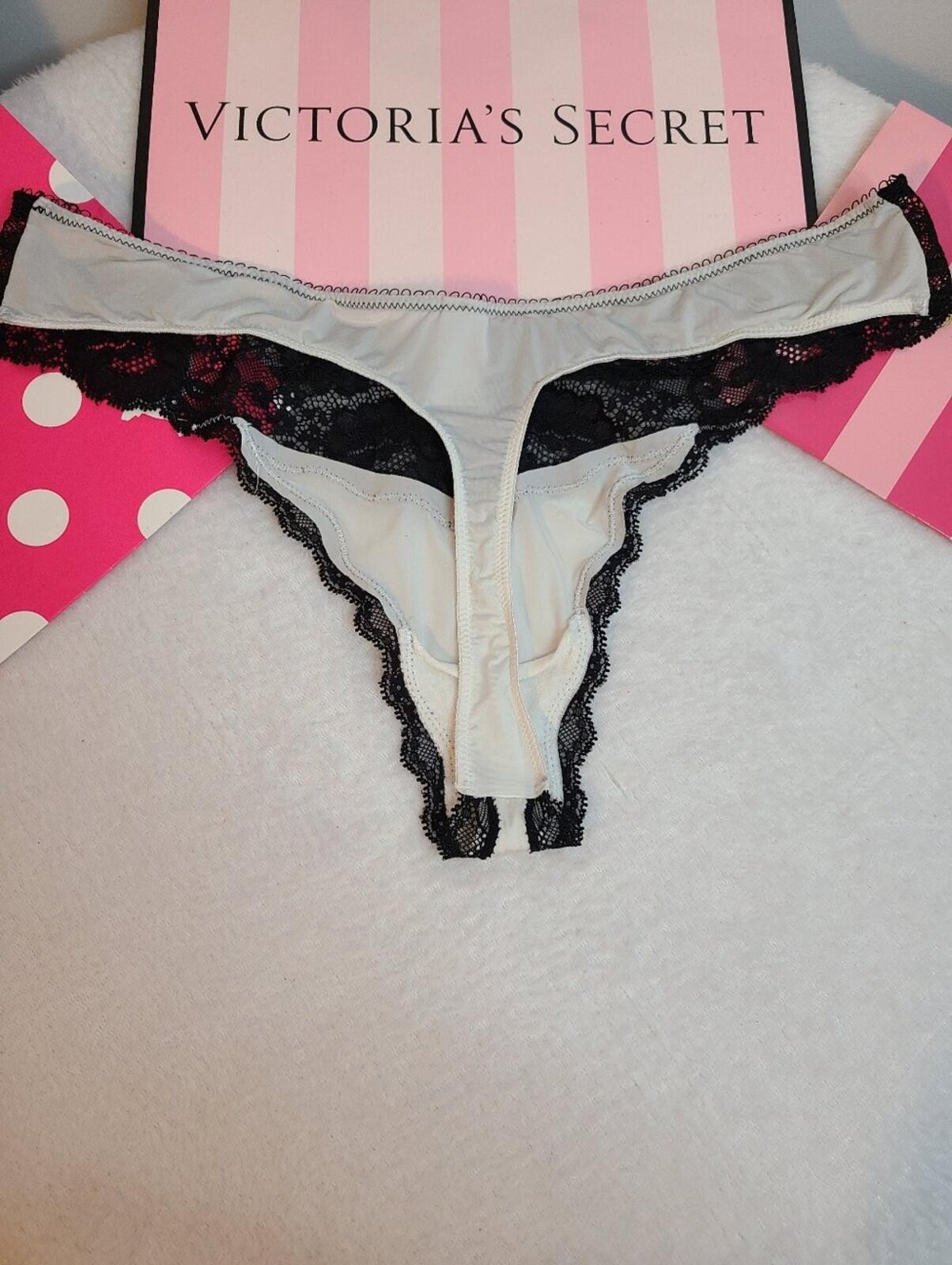 VTG VS Dream Angels Silky Nylon & Lace Classic Cut Thong Panty Size Lg