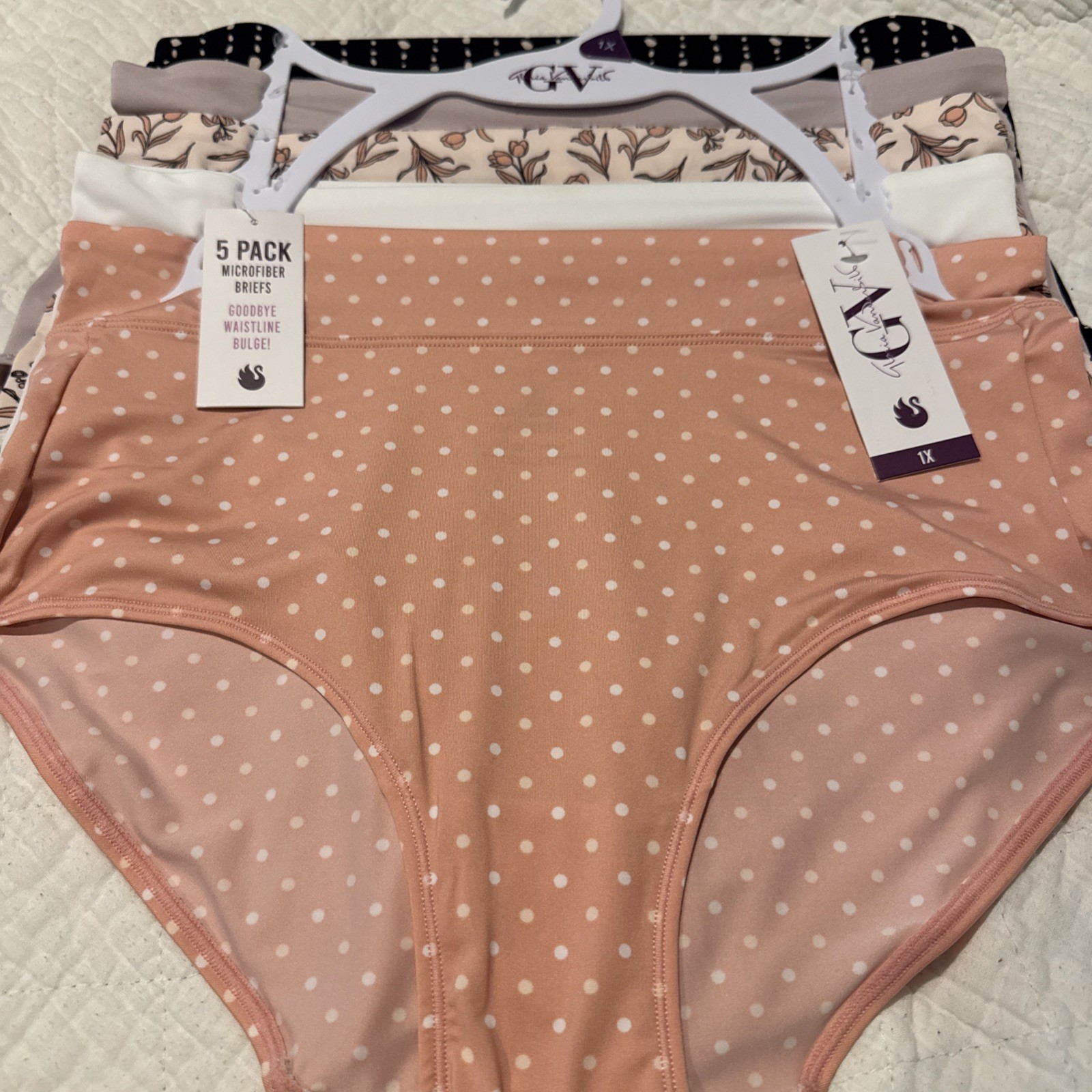 Gloria Vanderbilt Women’s Microfiber Brief Underwear Panties 5 Pair Size 1X