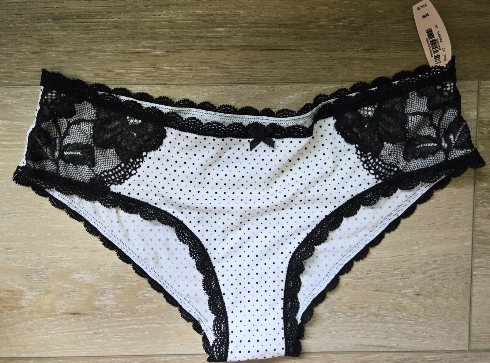 NWT Vintage Victoria’s Secret Micro-Dot Silky Smooth Lace Trim Hiphugger Panty M