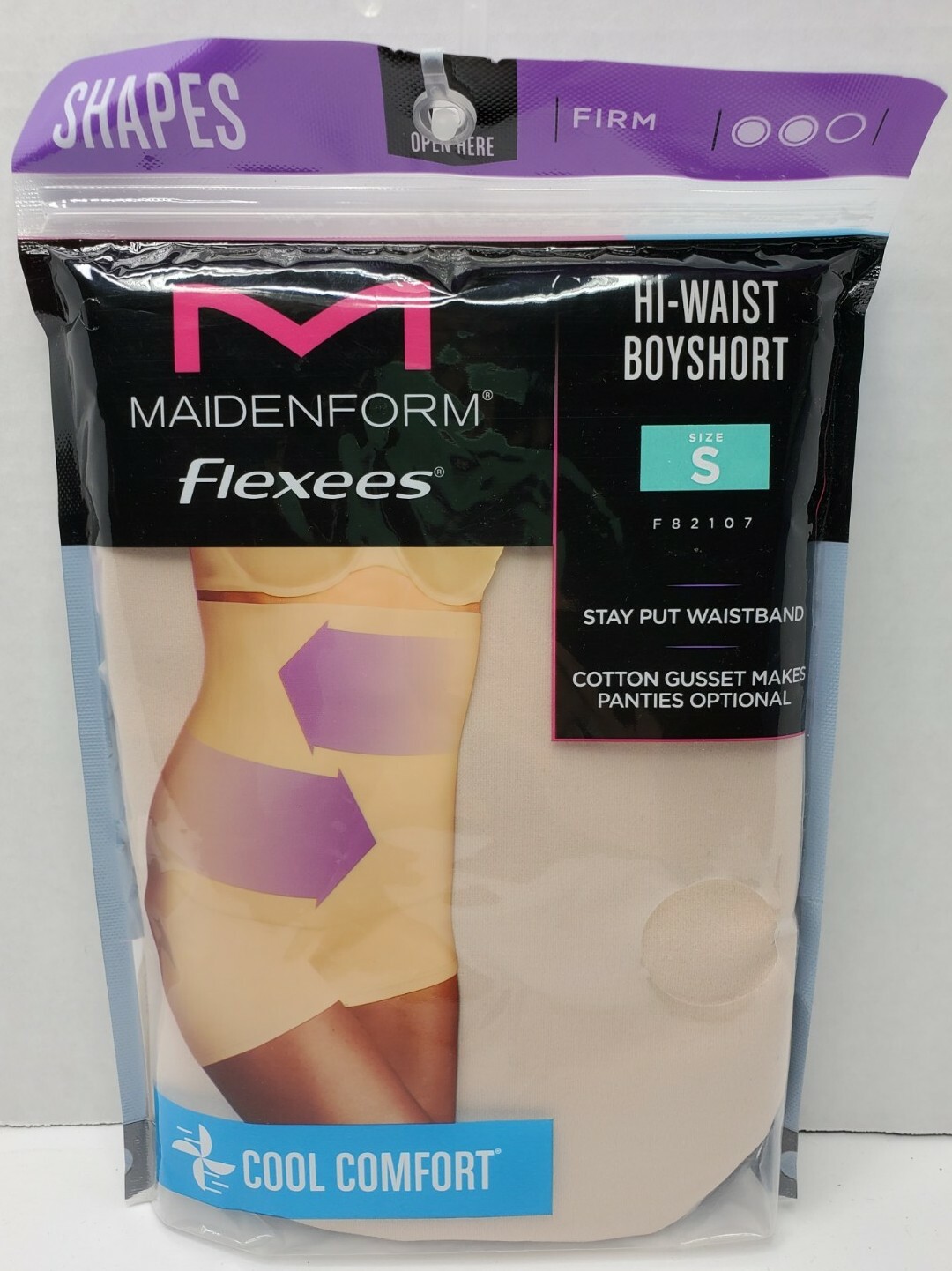 Maidenform Flexees Sz S High Waist Boyshort cool comfort Firm Shaper New