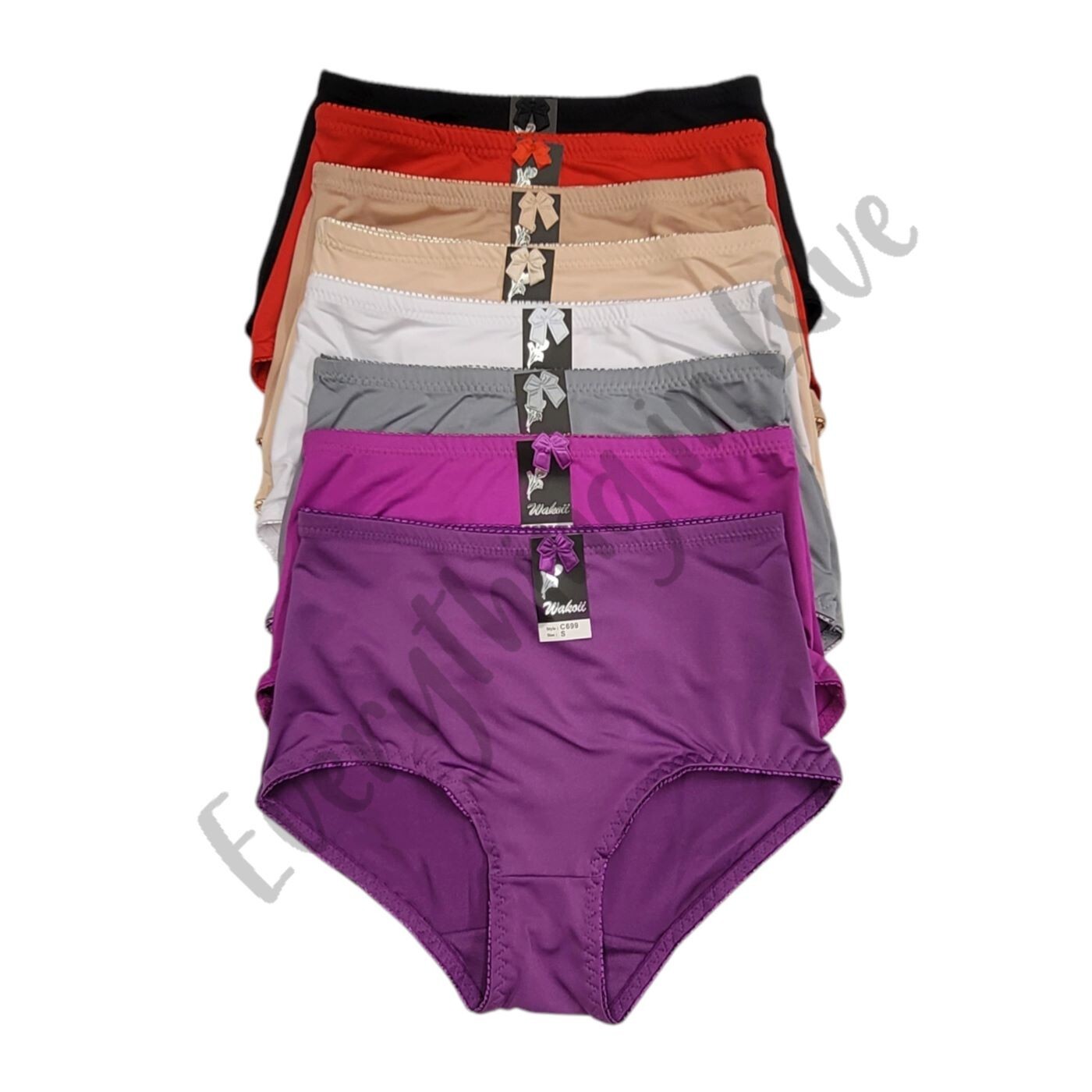Wakoii Mid-High Waist Stretch Nylon Breathable Full Coverage Satin Brief Panties