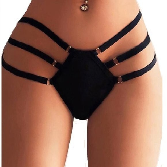 ✅ Sexy Black Gauze Panties with 6 Rings – Fashion-Forward and Comfortable