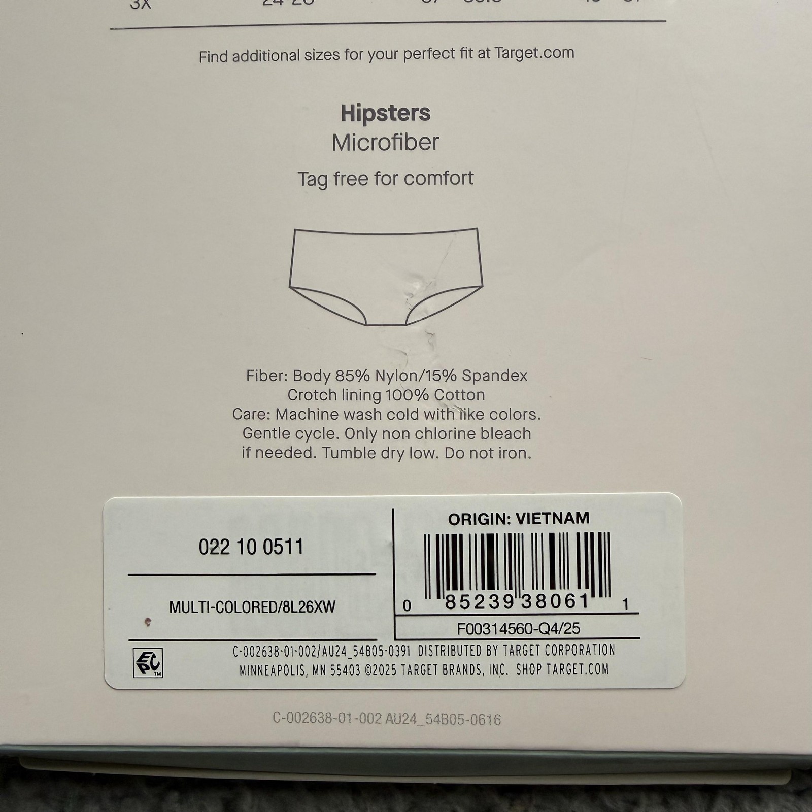 Auden Microfiber Hipster Panties Womens Small S 4-6 6 Pack Tag Free Multicolor