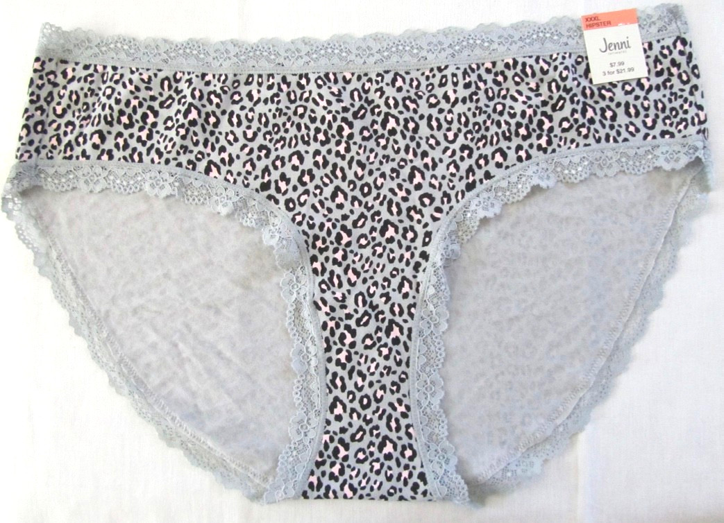 NWT Jenni Intimates Lot of 2 Size XXXL Hipster Panties Grey Wild Leo & Tropical!