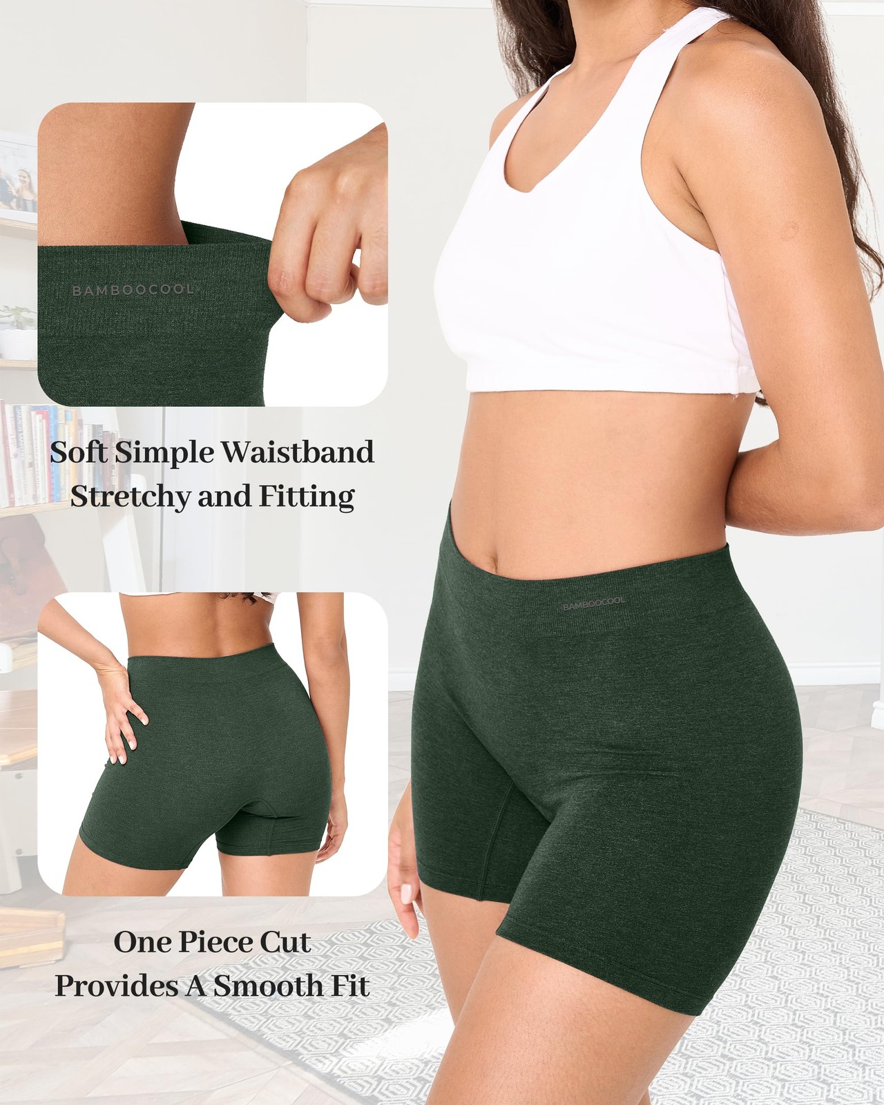 Bamboo Cool Womens Boyshorts Underwear Seamless Boxer Briefs Mid Rise Full