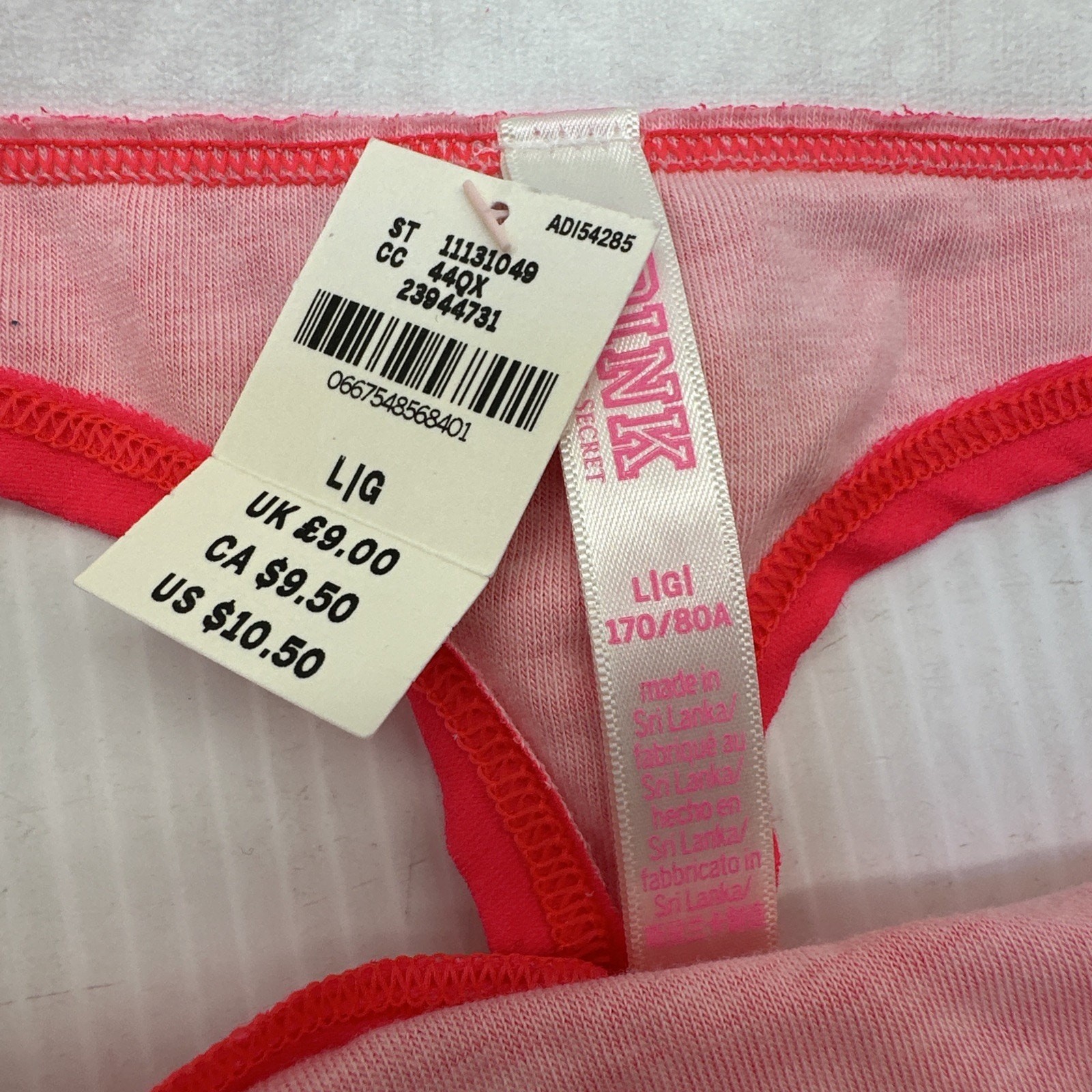 Victoria Secret PINK Panties Lot Of 3 Large Thong Pink, Lavender, Black {107}