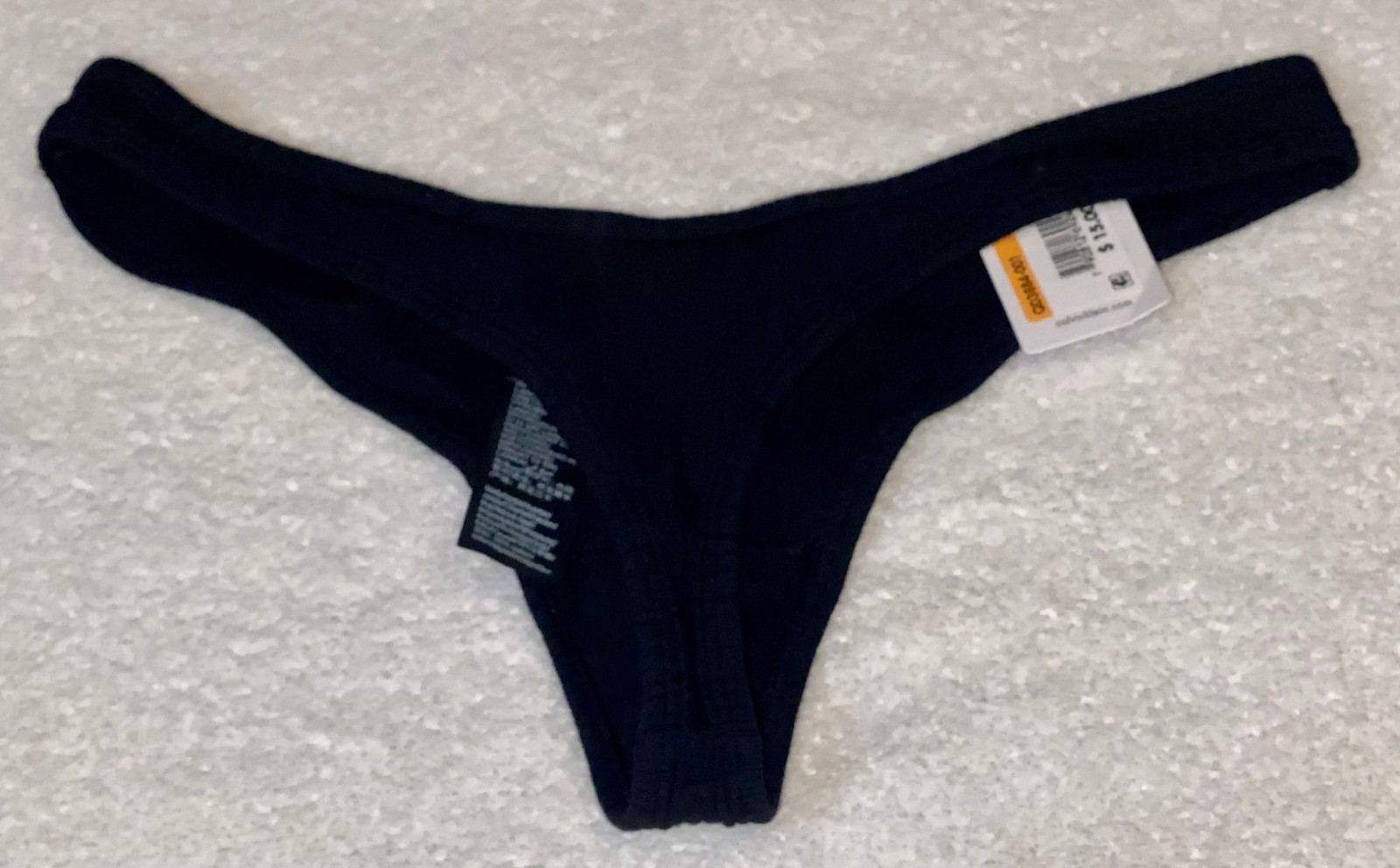 CALVIN KLEIN Ribbed Cotton Modal Black Thong Panty Underwear Womens S 5 M L XL 8