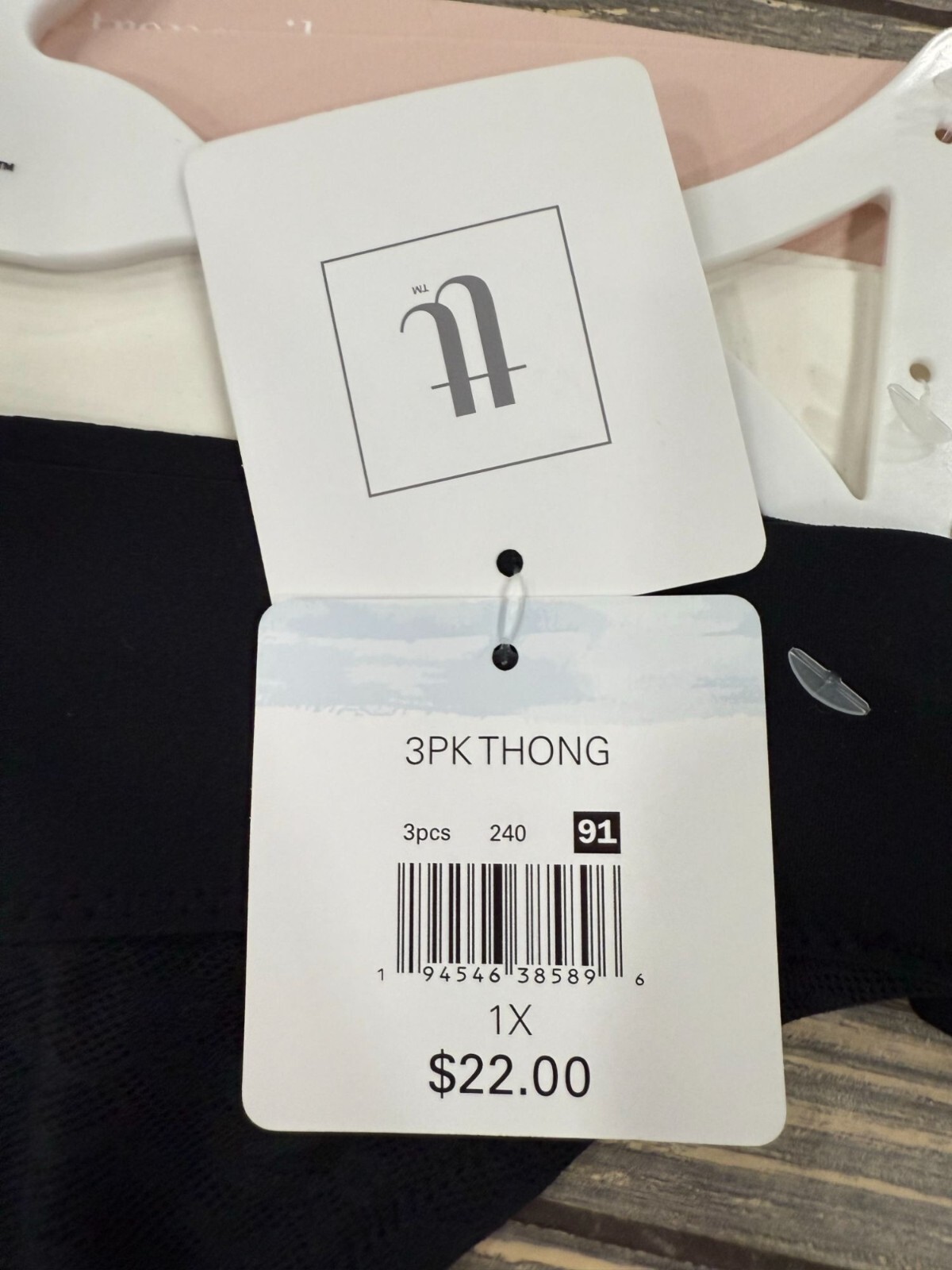 3-Pack Womens Thong Underwear 1X By Tranquil & True – Black White & Pink