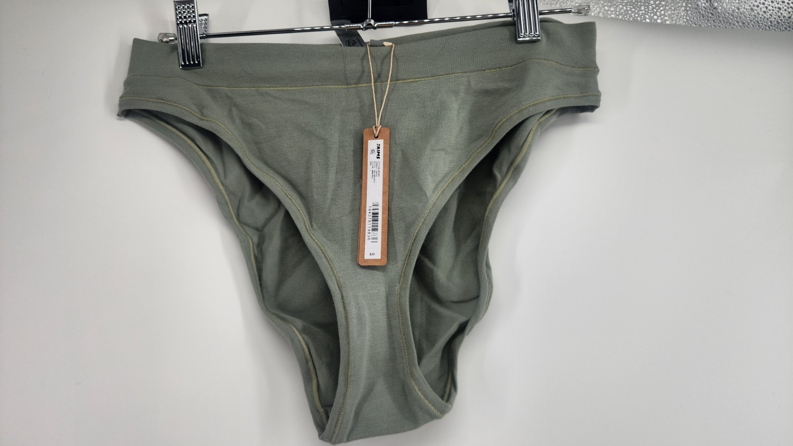 SKIMS Large Mineral Green Cotton Jersey Cheeky Tanga Panty Bottom PN-CBR-0272